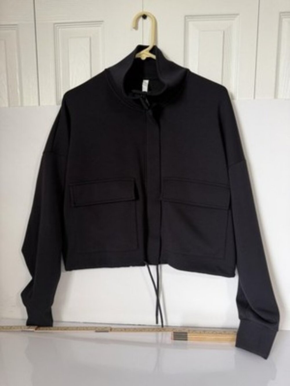 Z By Zella Jacket Womens L Black Cropped Full Zip Funnel Neck Track Pockets